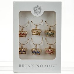 VINGLAS MARK�RER KRONER 6 STK.