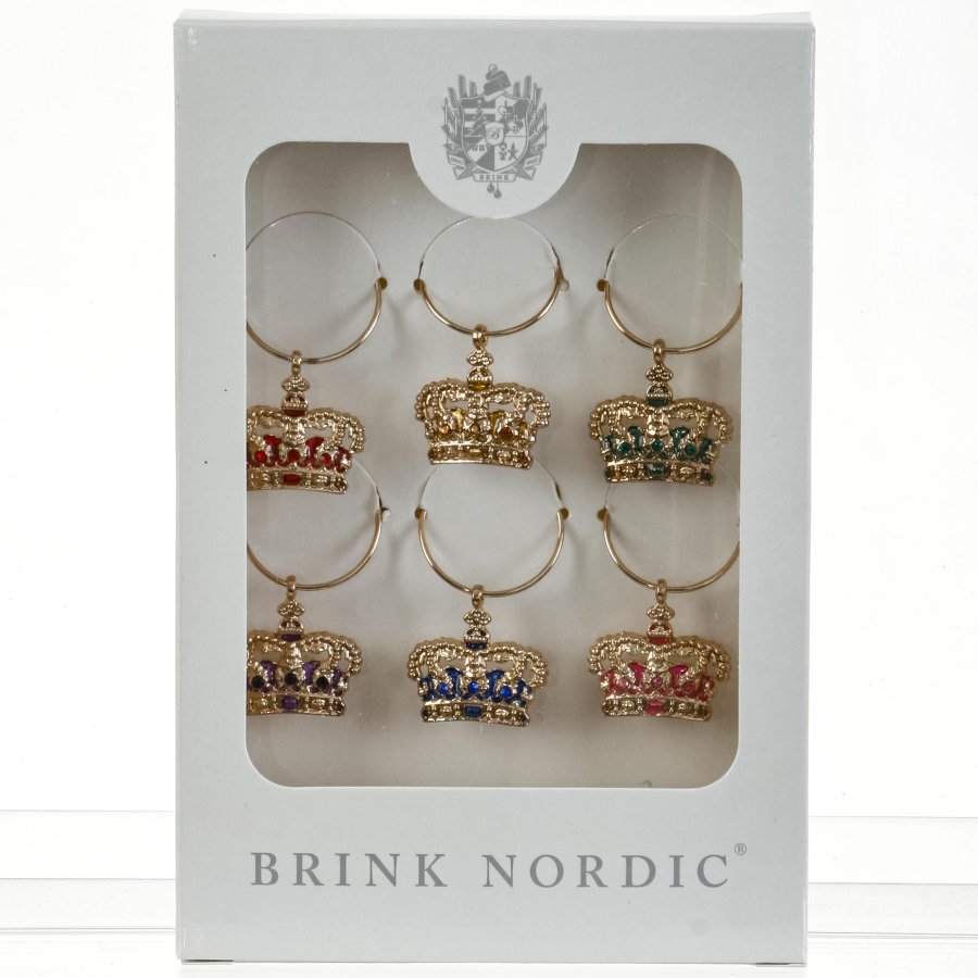 VINGLAS MARK�RER KRONER 6 STK.