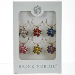 VINGLAS MARK�RER BLOMSTER 6 STK.