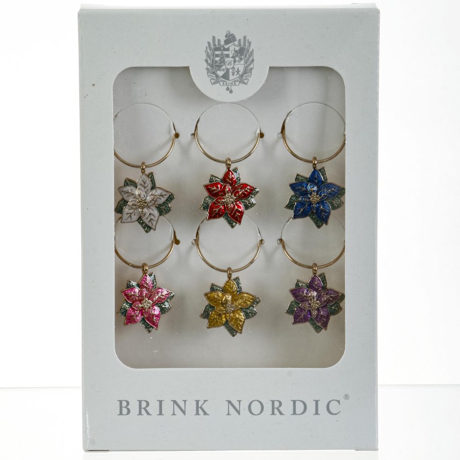 VINGLAS MARK�RER BLOMSTER 6 STK.