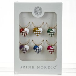 VINGLAS MARK�RER HJERTER 6 STK.