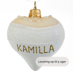 BRYLLUPSHJERTE 5 CM HVID MED NAVN