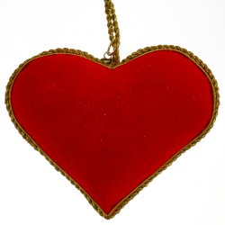 BRODERET HJERTE 9 CM R�D