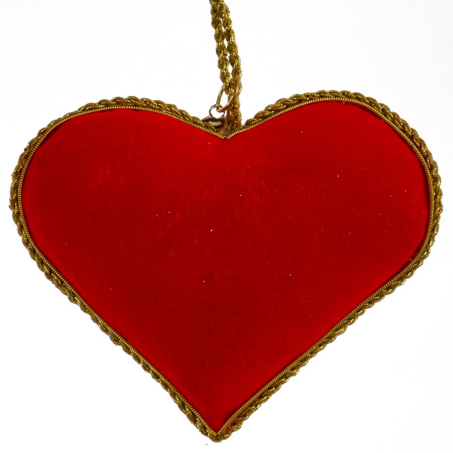 BRODERET HJERTE 9 CM R�D