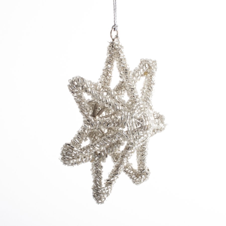 STJERNE 11 CM PERLE SLVFARVET