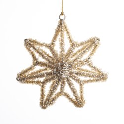 STJERNE 11 CM PERLE GULDFARVET