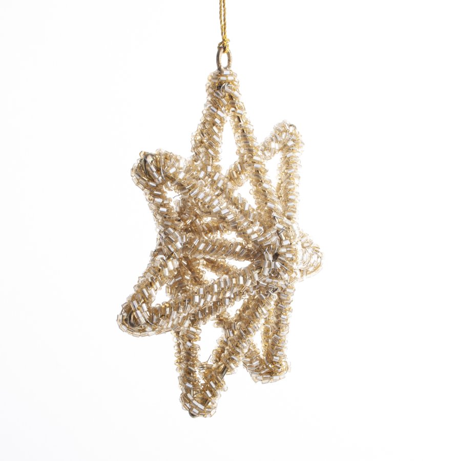 STJERNE 11 CM PERLE GULDFARVET