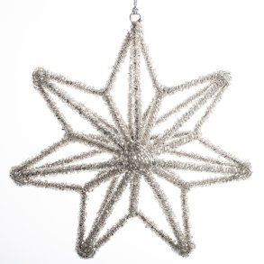 STJERNE 16 CM PERLE SLVFARVET
