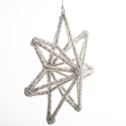 STJERNE 16 CM PERLE SLVFARVET