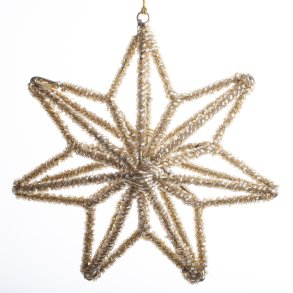 STJERNE 16 CM PERLE GULDFARVET