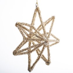 STJERNE 16 CM PERLE GULDFARVET