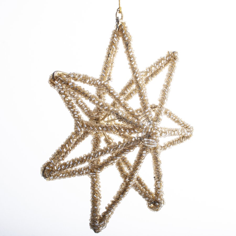 STJERNE 16 CM PERLE GULDFARVET