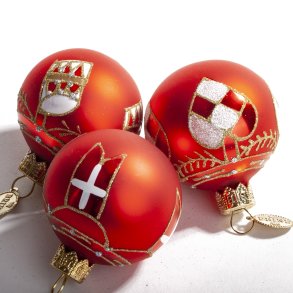 KUGLER 3 STK HJERTE-FLAG-TROMME 5 CM