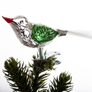 FUGL 10 CM SLVFARVET/GRN