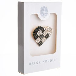 BROCHE FLETHJERTE 4 CM MRK GRN