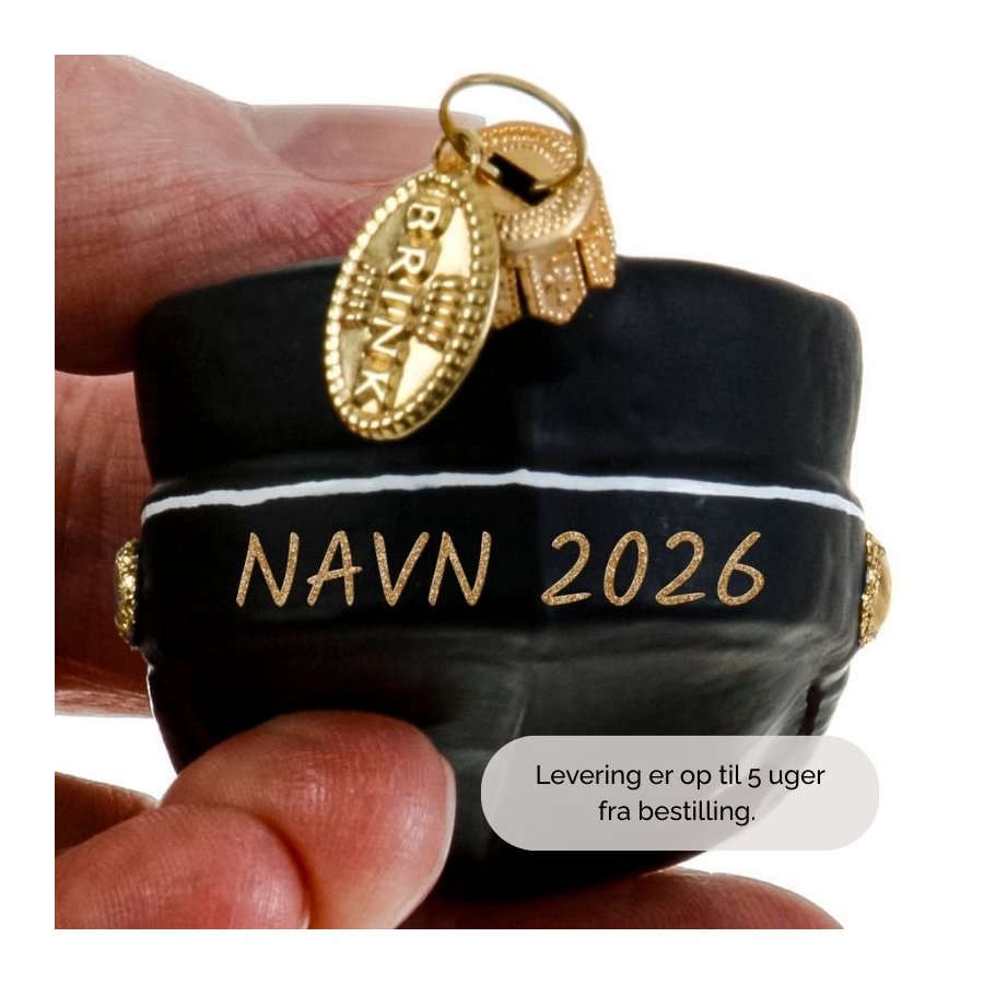 STUDENTERHUE 6 CM SORT NAVN