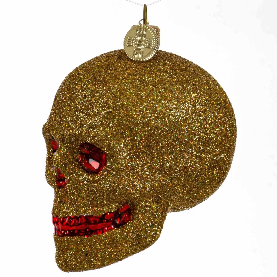 KRANIUM 7 CM GULDFARVET GLIMMER