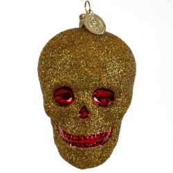 KRANIUM 7 CM GULDFARVET GLIMMER