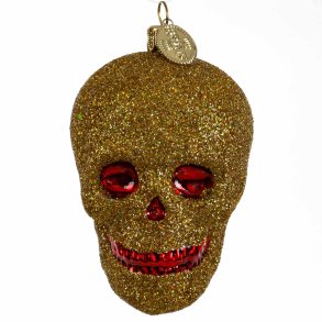 KRANIUM 7 CM GULDFARVET GLIMMER