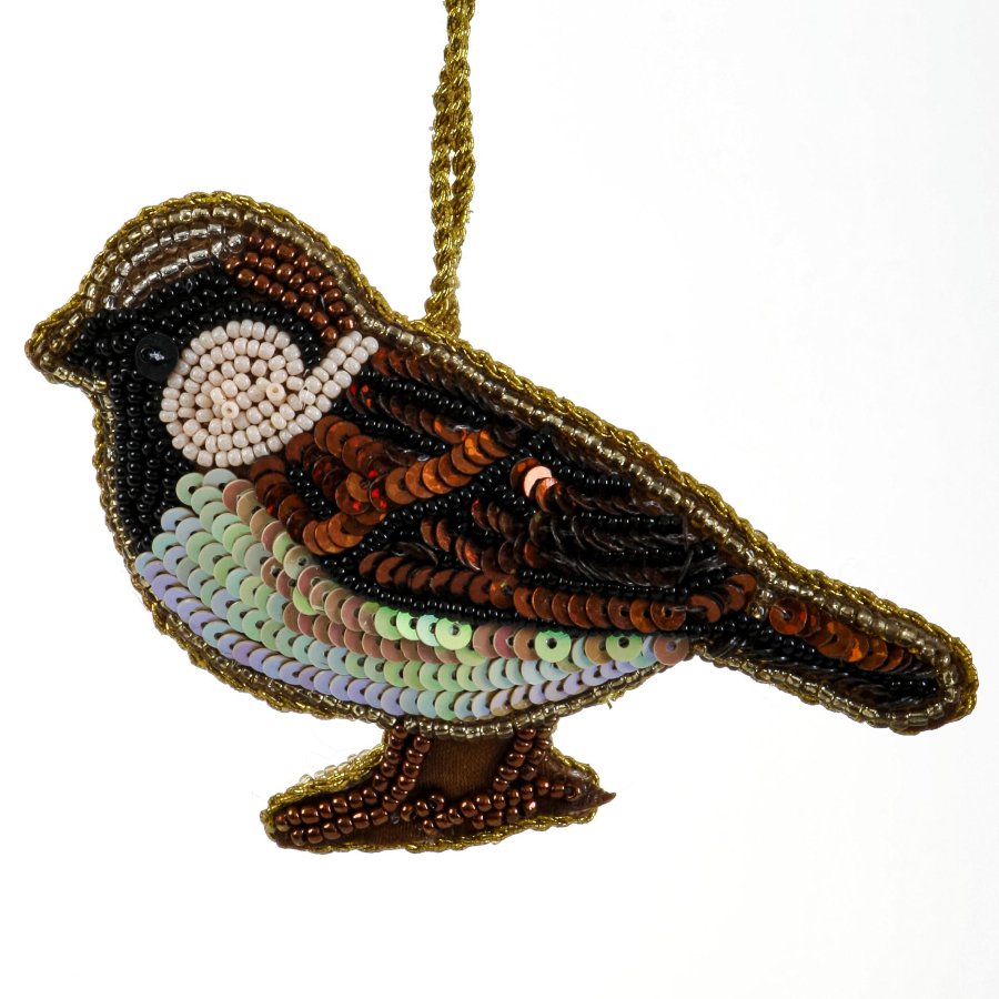 BRODERET GR�SPURV 10 CM