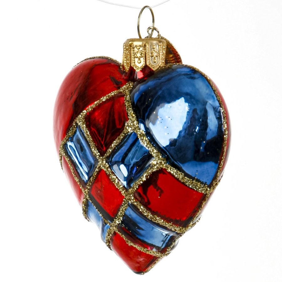 WOVEN HEART 5 CM RED AND BLUE