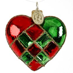 WOVEN HEART 5 CM RED AND GREEN