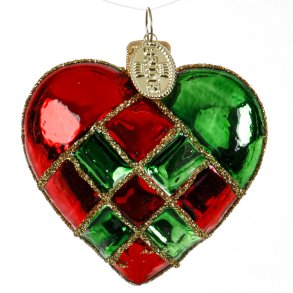 WOVEN HEART 5 CM RED AND GREEN