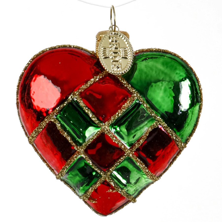 WOVEN HEART 5 CM RED AND GREEN