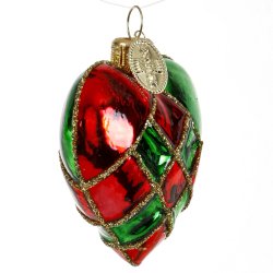 WOVEN HEART 5 CM RED AND GREEN
