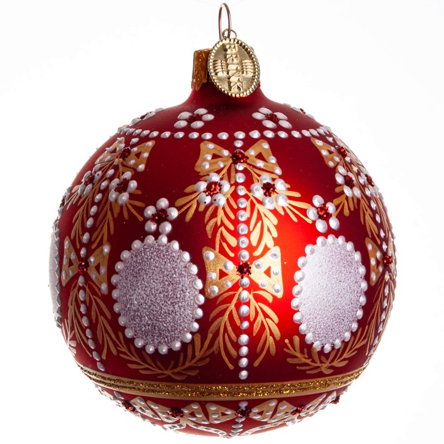 KUGLE GUSTAVIANSK EMPIRE 8 CM RD MAT