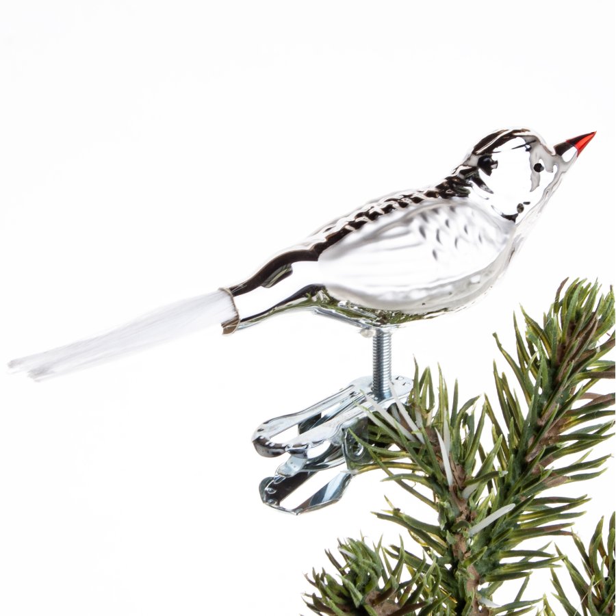 FUGL 10 CM SLVFARVET/HVID